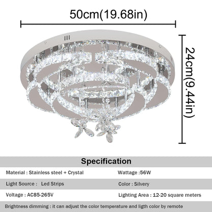 Luxury K9 Crystal Chandelier Modern Ceiling Lamp Led Living Dining Room Decor Pendant Light Dimmable Lustre Home Decor Fixture