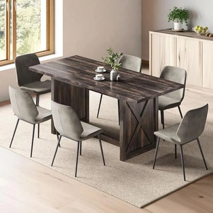 Table de salle à manger de cuisine 0,8" grande pour 6 à 8 personnes, style industriel en bois, rectangulaire, pour appartement, salle à manger, dinette