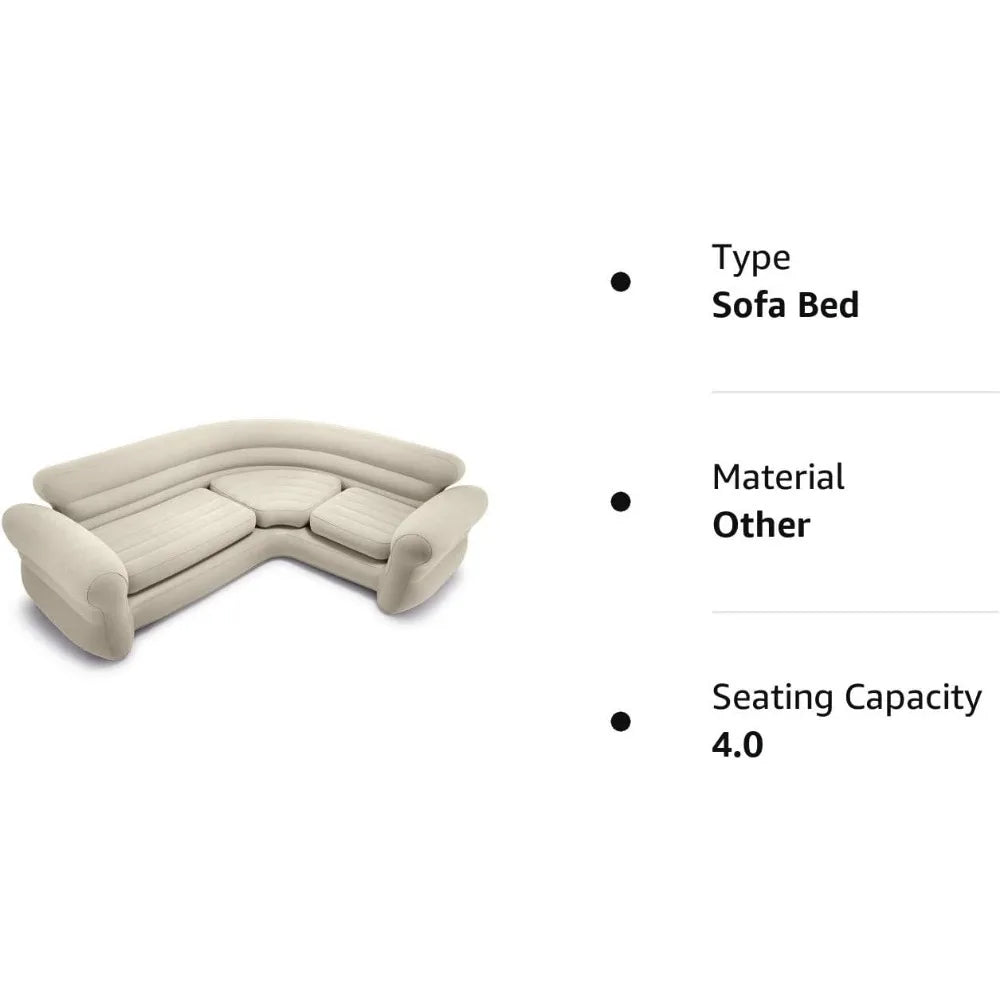 Inflatable 2 in 1 Inflating and Deflating Valve Corner Living Room Air Mattress Sectional Sofa Couch for Living Room