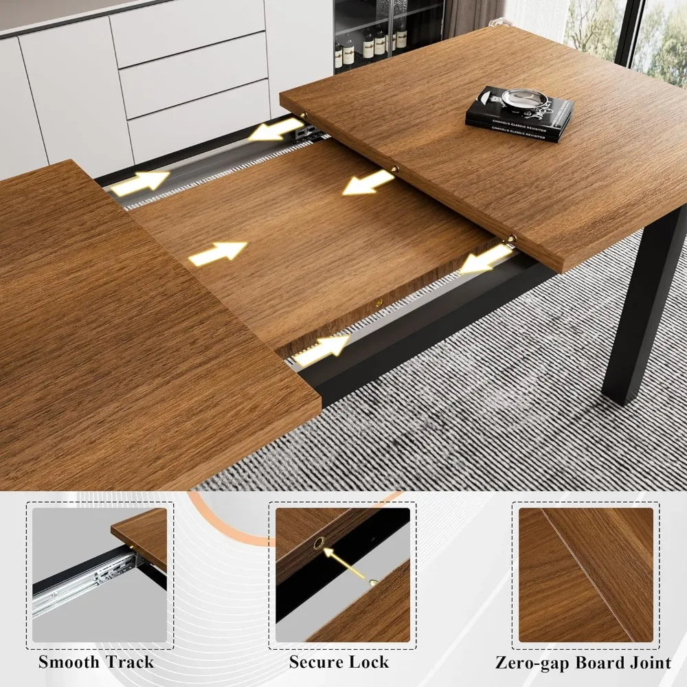 Ensemble de table à manger 5 pièces pour 4 à 8 personnes, ensemble de table de cuisine extensible avec 2 bancs et 2 tabourets carrés