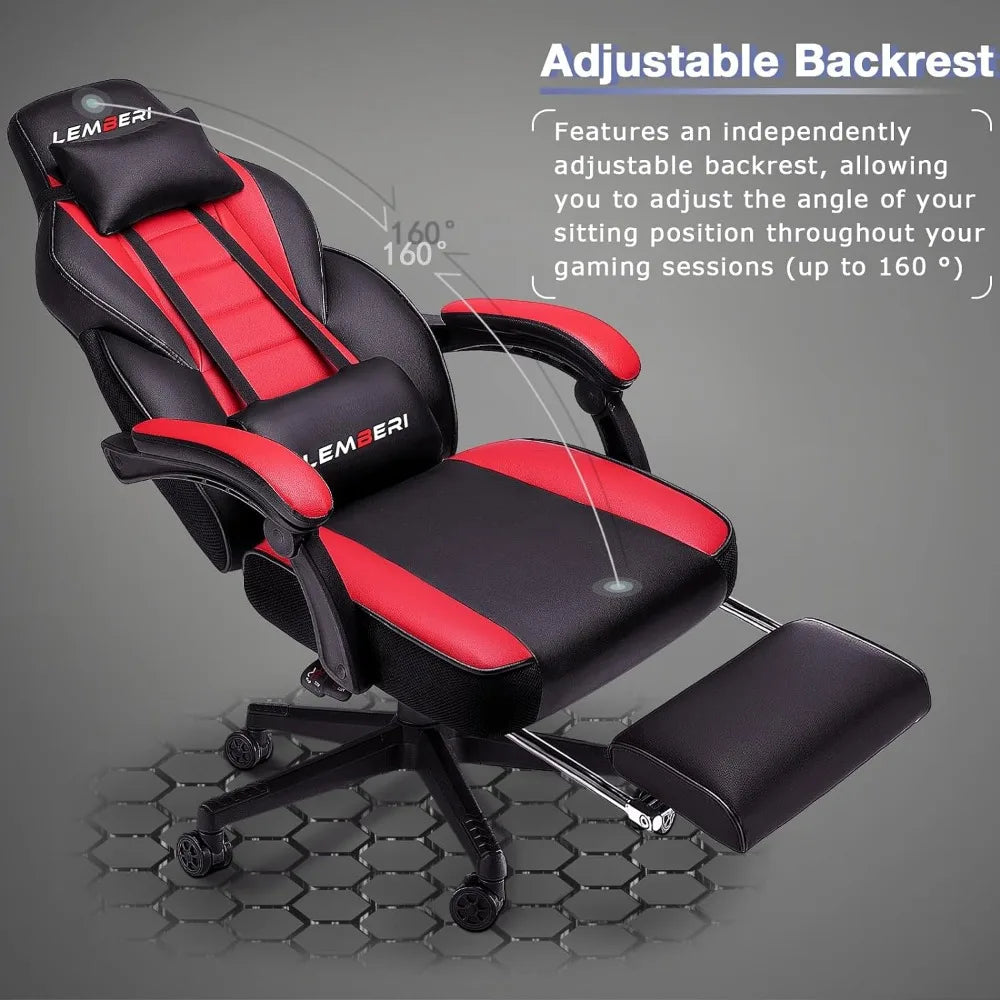 Big and Tall Gamer Chair for Adults 400lb Capacity Video Game Chairs With Footrest Office Furniture