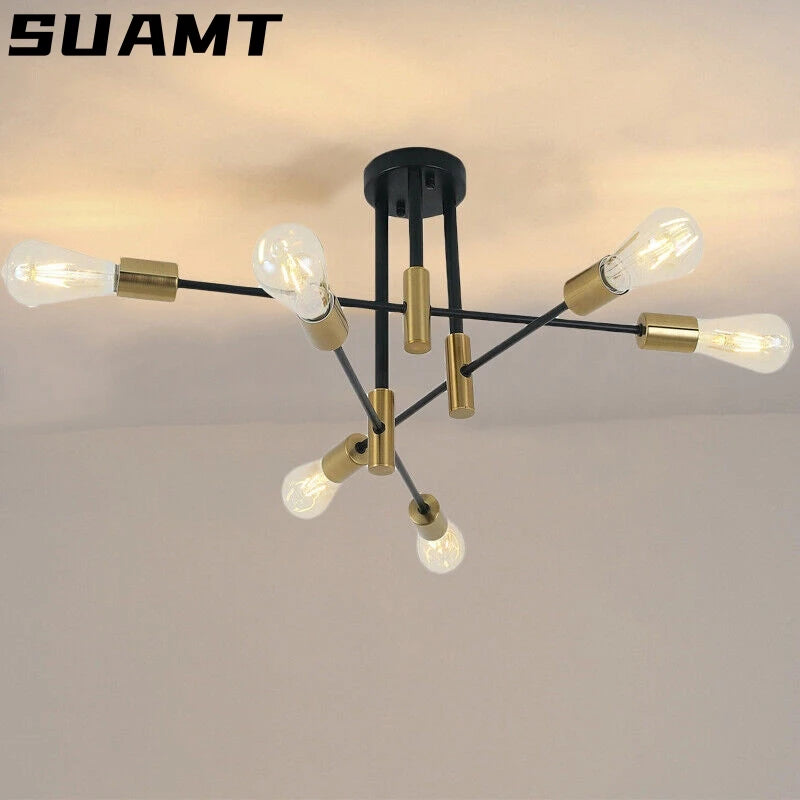 Modern Nordic Sputnik Chandeliers LED Lamp Home Lighting Indoor Fixtures Pendant Ceiling Lamp Lustre Light Fixture Room Decor