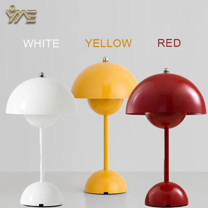 Flower Bud Table Lamp Mushroom LED Rechargeable Protable USB Night Light Touch Bedside Lamp Dining Decorative Atmosphere Light