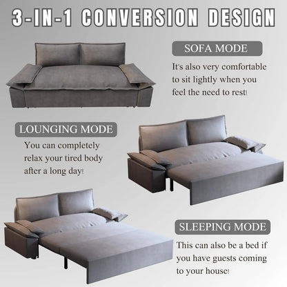 3-in-1 Convertible Queen Bed Multifunctional Sofa Bed Comfortable Pull-out Futon Sofa Bed 70.1" Modern Velvet Chaise Long