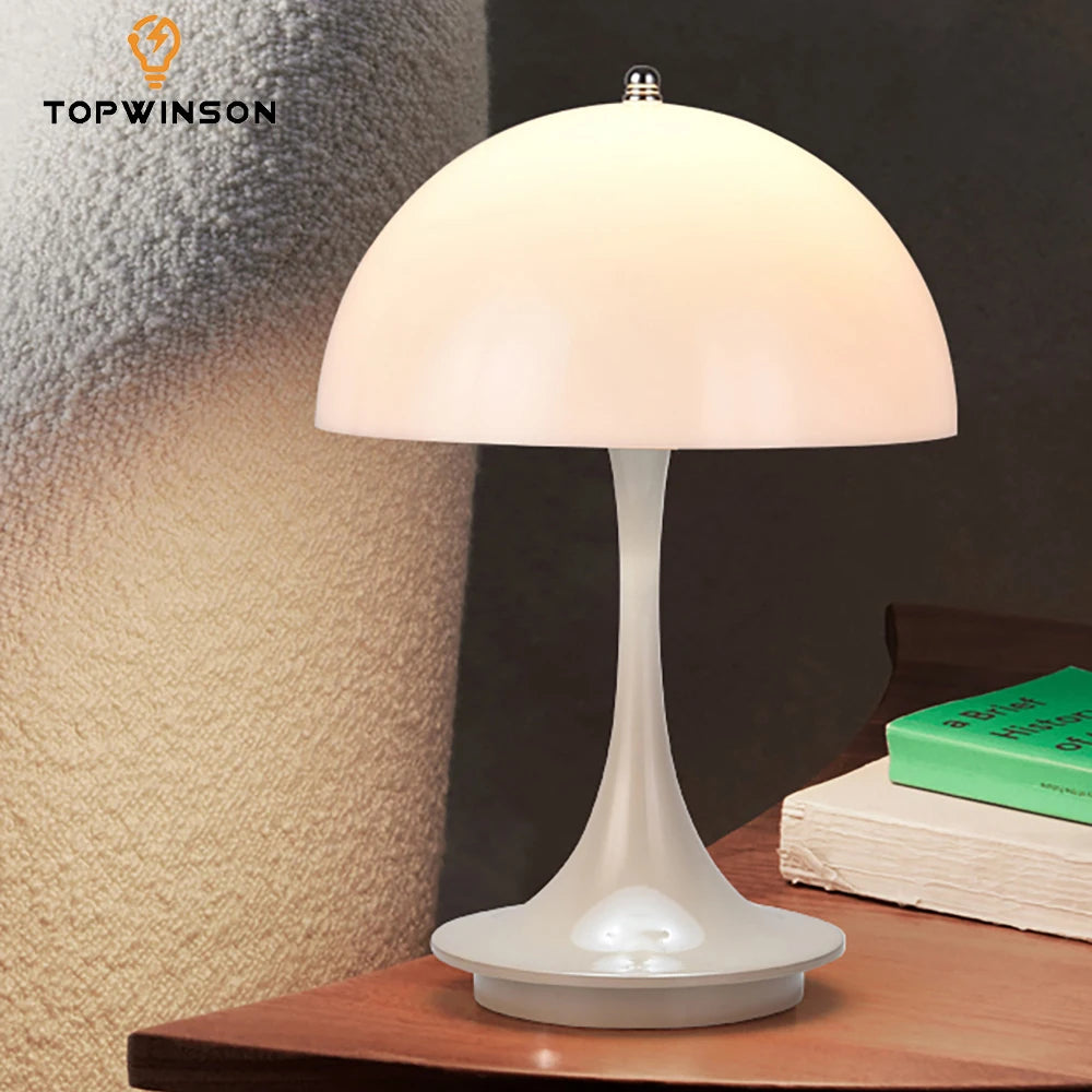 Lámpara de mesa pequeña con forma de hongo LED, portátil, con carga USB, regulable, con forma de flor, para dormitorio y mesita de noche