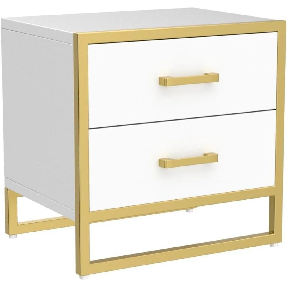 Nightstands, White Nightstand with 2 Drawers, Small End Side Table with Storage, Bedside Bed Table  for Bedroom Living Room