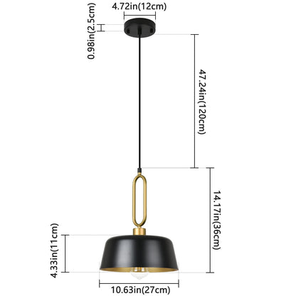 Modern Pendant Light,Pendant Lamp with Metal Shade, Black Industrial Pendant Hanging Lighting for Kitchen Island, Dining Room