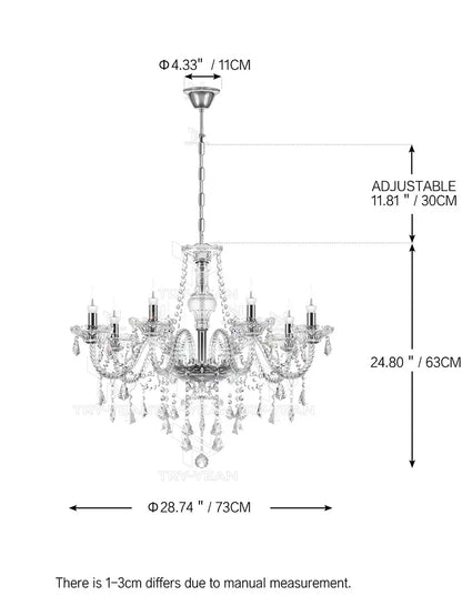 Ridgeyard 6-8 Arms Modern Crystal Glass Chandelier K9 Home Decor Luxury Pendant Candle Lamp For Dining Living Room Bedroom Light