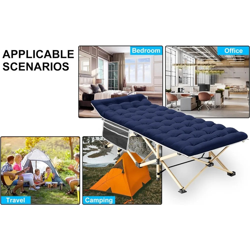 Cuna de camping, 450 libras (carga máxima), cama plegable portátil para exteriores con bolsa de transporte para adultos y niños