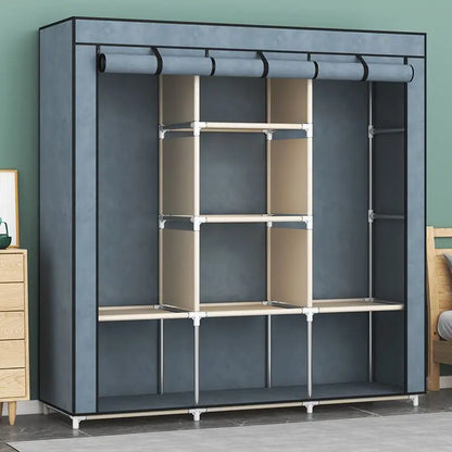 Armoire pliable pour location de chambre à coucher, placard à vêtements à double tige, organisateur de rangement de vêtements, armoires, salon, meubles de maison