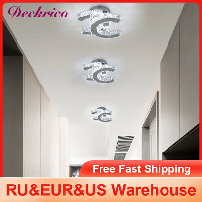 Simple Bedroom Ceiling Lamp Crystal Led Lighting Chandelier Suitable For Cloakroom Aisle Porch Changeable Pendant Lamp Fixture