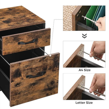 VASAGLE File Cabinet with 2 Drawers, Rolling Office Filing Cabinet with Wheels, for A4, Letter Sized Documents