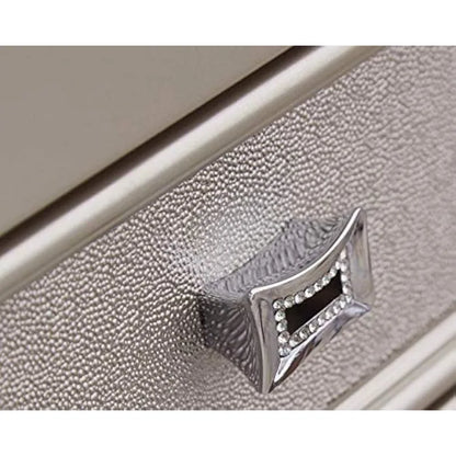 Design by Ashley Coralayne Glam 3 Drawer Nightstand with Faux Shagreen Drawer Fronts, Silver