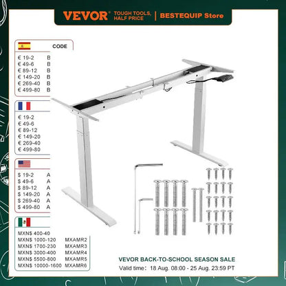 VEVOR Standing Desk Frame  Electric Stand Up Computer Desk Legs Ergonomic DIY Workstation Base for Home and Office Black white