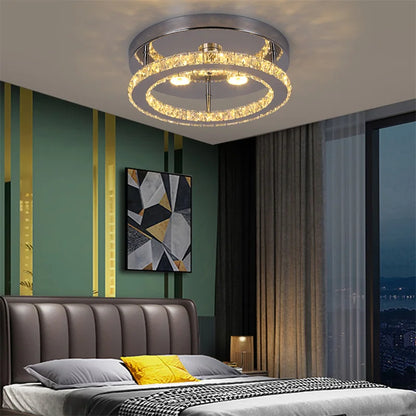 Plafonnier de chambre simple en cristal à LED, éclairage adapté au vestiaire, au couloir, au porche, lampe suspendue interchangeable