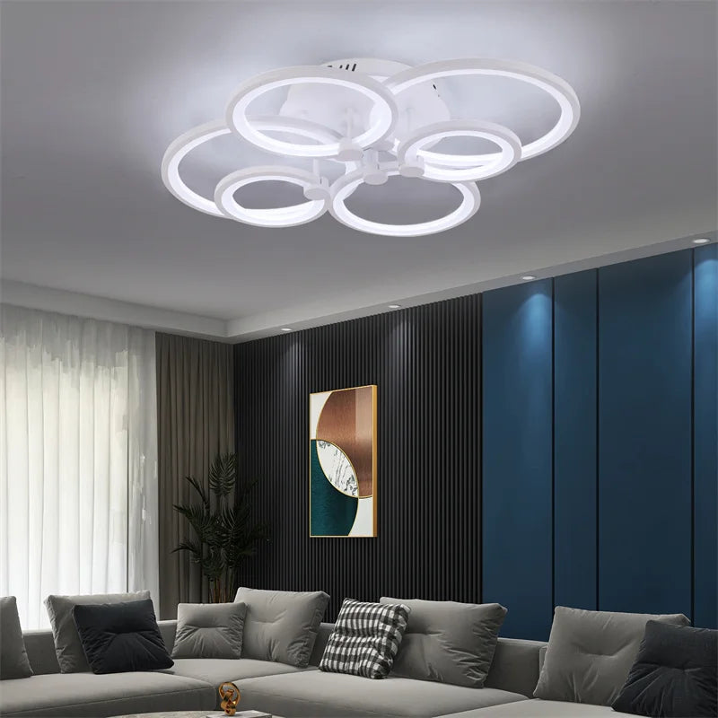 Lámpara colgante de techo de acrílico para interiores moderna, lámpara colgante para sala de estar, dormitorio, lámpara LED, accesorios de iluminación decorativos con atenuación y control remoto