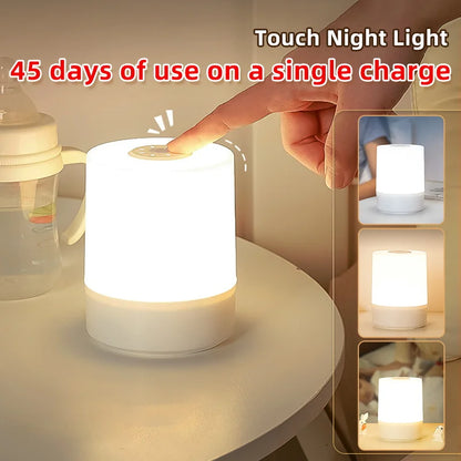 Touch Night Lamp USB LED Lamp With Switch Rechargeable Three Colors Lights For Kitchen Hallway Closet Bedroom Home Night Light