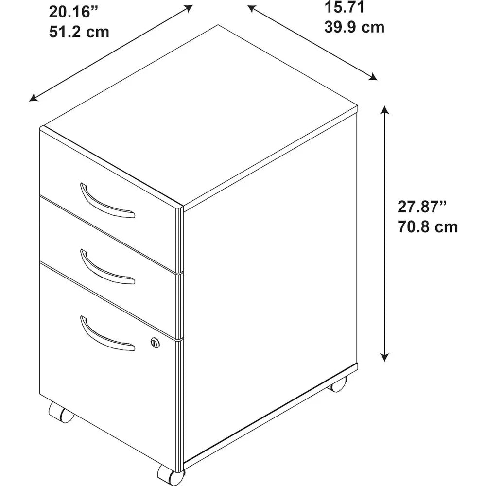 Archivador móvil vertical de 3 cajones de 21" de profundidad de Bush Business Furniture Components, cerezo Hansen/gris grafito, entrega estándar