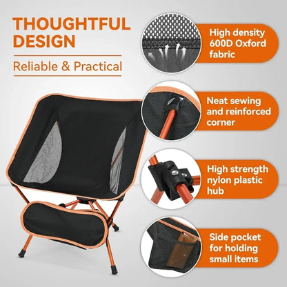 Lightweight Folding Camping Chair, Stable Portable Compact for Outdoor Camp, Travel, Beach, Picnic, Festival, Hiking