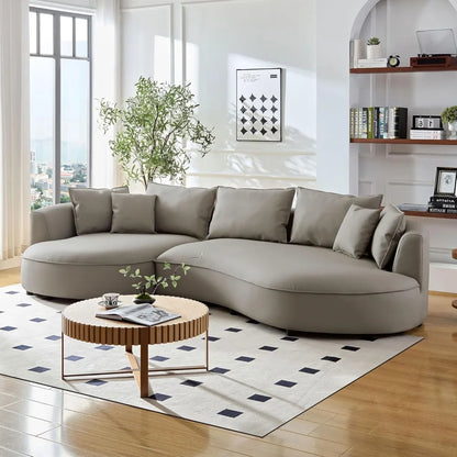 124.8" Modern Curved Sofa Couch, Upholstery Boucle Sofa  with Pillows, Right Hand Facing Sectional Boucle Fabric Couch