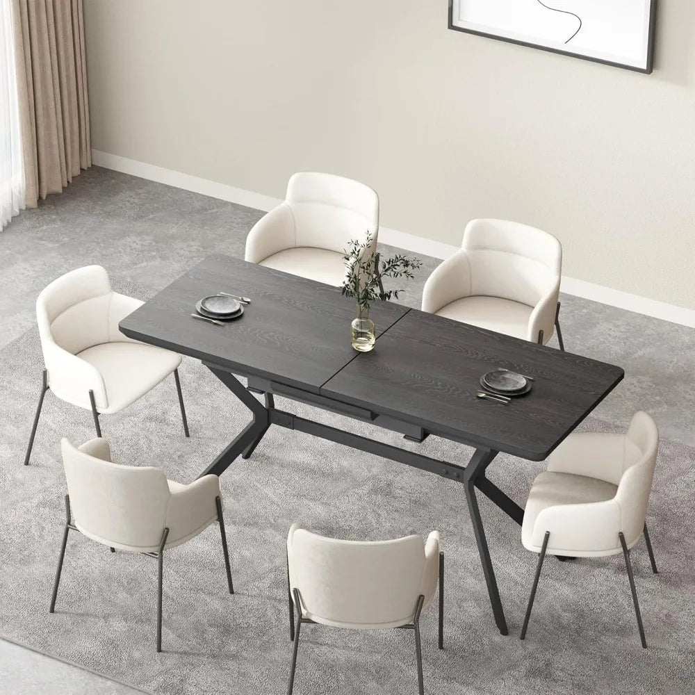 Dining Table for 6-8 Dining Room Table from 56.6'' to 72.4'' Large Table with Design for Home, apartment,Conference