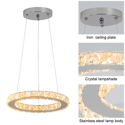 Modern Pendant Lighting Rings Led Crystal Chandelier Hanging Lustre Lamparas Ceiling Lamp Fixtures Luminaire for Living Room