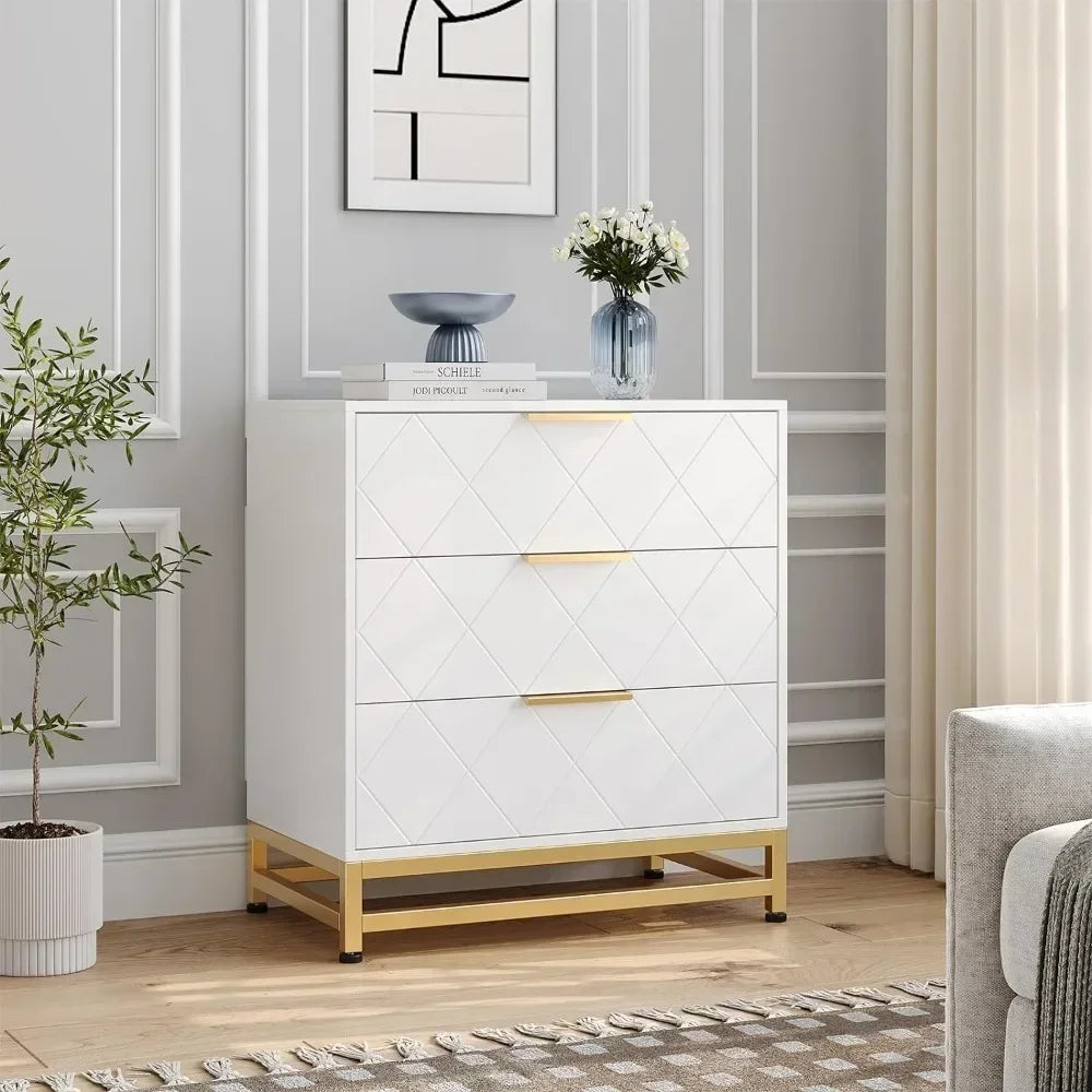 With Wide Drawers and Metal Handles Toilet Furniture Makeup Table Dresser for Bedroom With 3 Drawer White Toiletries Furnitures