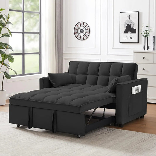 Sofá cama convertible moderno, sofá tipo lounge con respaldo reclinable, almohadones, sofá cama extraíble para sala de estar