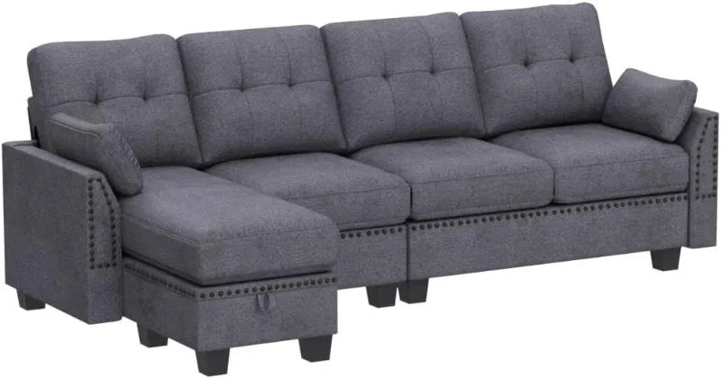 Reversible Sectional Sofa L-Shape Sofa Convertible Couch 4-Seater Sofas Sectional， Sofa Set Living Room Furniture