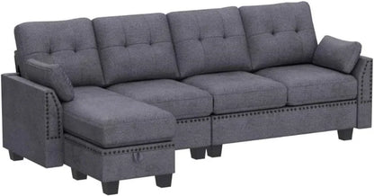 Reversible Sectional Sofa L-Shape Sofa Convertible Couch 4-Seater Sofas Sectional， Sofa Set Living Room Furniture