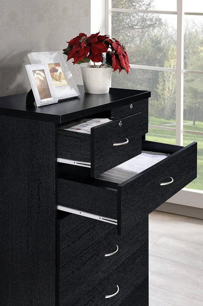 7 Drawer Wood Dresser for Bedroom, 31.5 inch Wide Chest of Drawers, with 2 Locks on the Top Drawers, Storage Organization