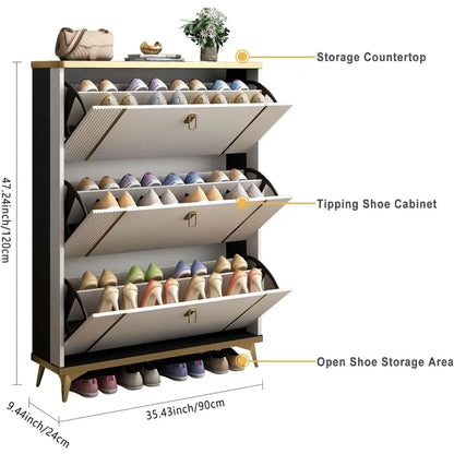 Armoires pour meubles de salon Étagère à chaussures autoportante Rangement moderne étroit et mince Étagère à chaussures cachée avec porte Blanc Maison