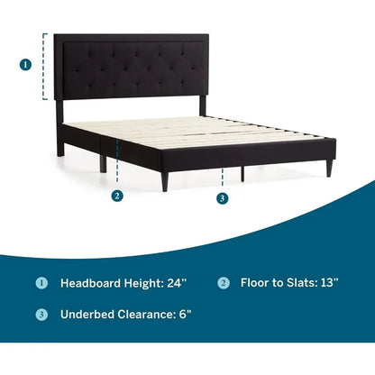 Headboard, padded platform bed frame with headboard - no spring box required - large headboard