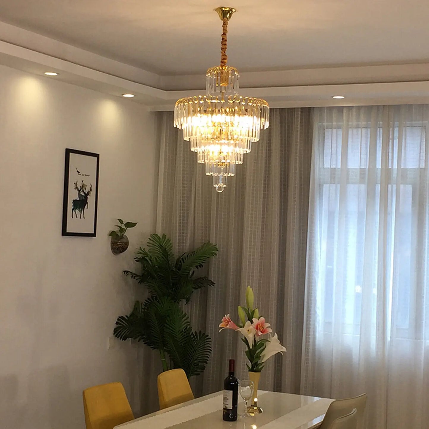 LOYALHEARTD Modern Ceiling Light Elegant Crystal Chandelier Pendant Lamp Hanging Lighting Fixture