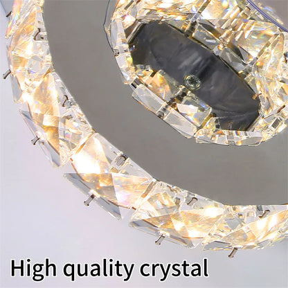 Modern Ceiling Lamp Flush Mount Stainless Steel Fixture Led Chandelier K9 Crystal Chrome Ceiling Fan Plafon Fan Lamps Luminaire