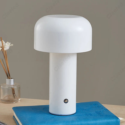 Mushroom Table Lamp Italian Designer Night Light Portable Cordless Touch Rechargeable Decor Lamp USB Bedside Lamp Desktop Lamp