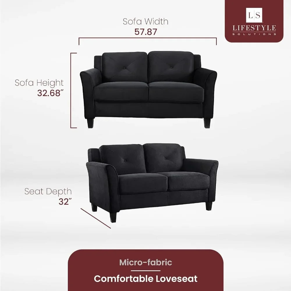 Living Room Sofa Seat Black Furniture Home, Loveseat Sofa