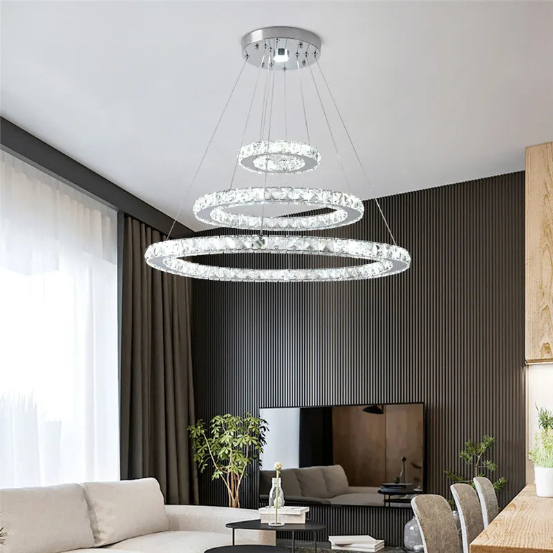 Crystal Chandelier Light Living Room Remote Control Bedroom Pendant Lamps Dining Table K9 Chrome Lustre Ceiling Lamps Luminaires