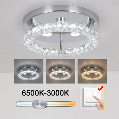 Plafonnier de chambre simple en cristal à LED, éclairage adapté au vestiaire, au couloir, au porche, lampe suspendue interchangeable