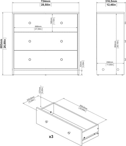 3 Drawer Dressers,Storage Cabinet,Morden Nightstand ,for Closet,Living Room,Hallway,Bedroom,White