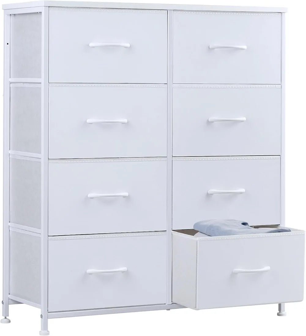 Dresser for Bedroom Drawer Dresser Organizer Storage  with 8 Drawers  Steel Frame Wood Top for Bedroom Closet Entryway