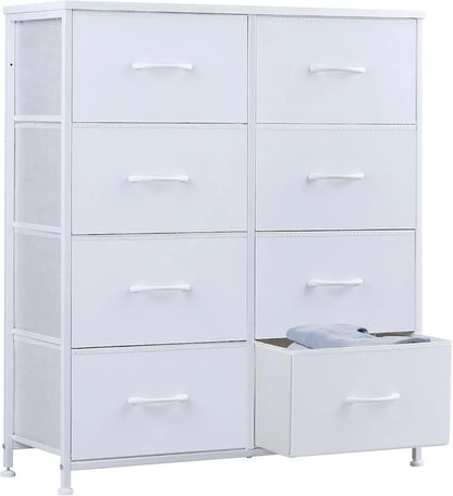 Dresser for Bedroom Drawer Dresser Organizer Storage  with 8 Drawers  Steel Frame Wood Top for Bedroom Closet Entryway