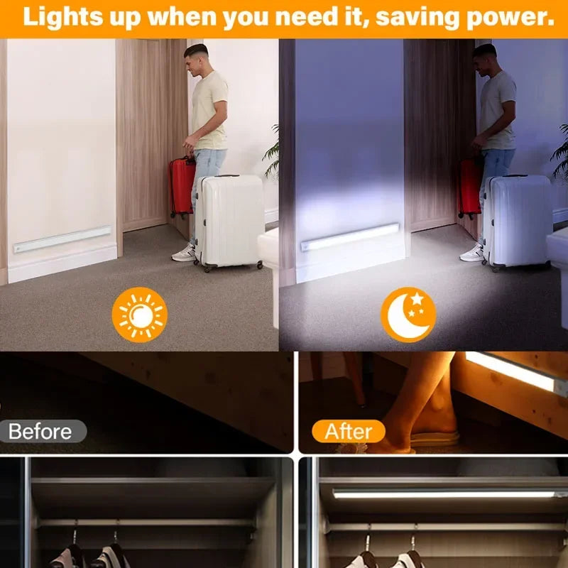 Luz nocturna LED inalámbrica Xiaomi con sensor de movimiento, recargable por USB, para armario de cocina, lámpara de escritorio, decoración de habitación