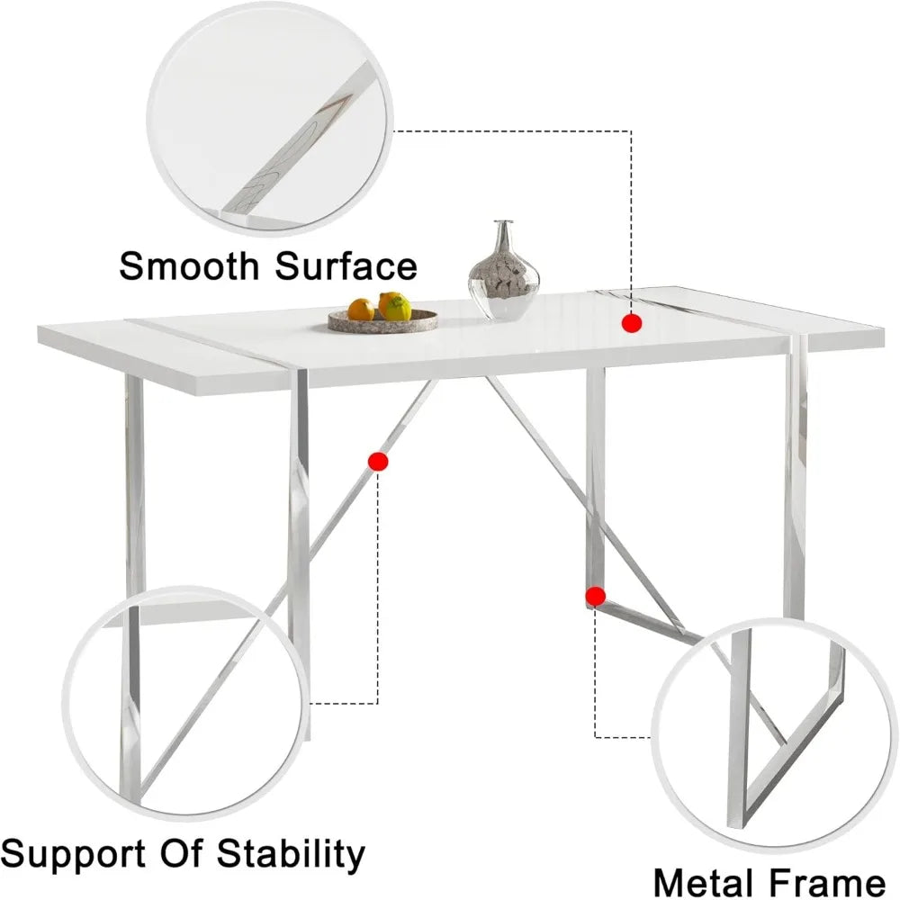 Dining Table Set for 4, Modern Rectangle White Dining Table with Chairs 4,Ideal for Home,Kitchen Dining Room,Kitchen Table