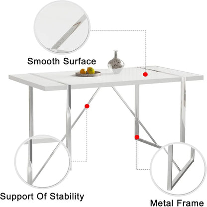 Dining Table Set for 4, Modern Rectangle White Dining Table with Chairs 4,Ideal for Home,Kitchen Dining Room,Kitchen Table