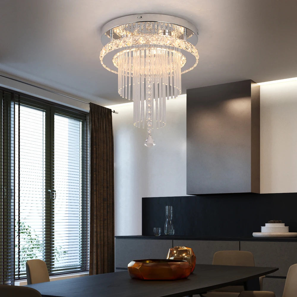 Crystal Ceiling Lamp RC Dimming Led Chandelier K9 Crystal Chrome Pendant Light Dinning Bedroom Home Decoration Lighting Fixtures