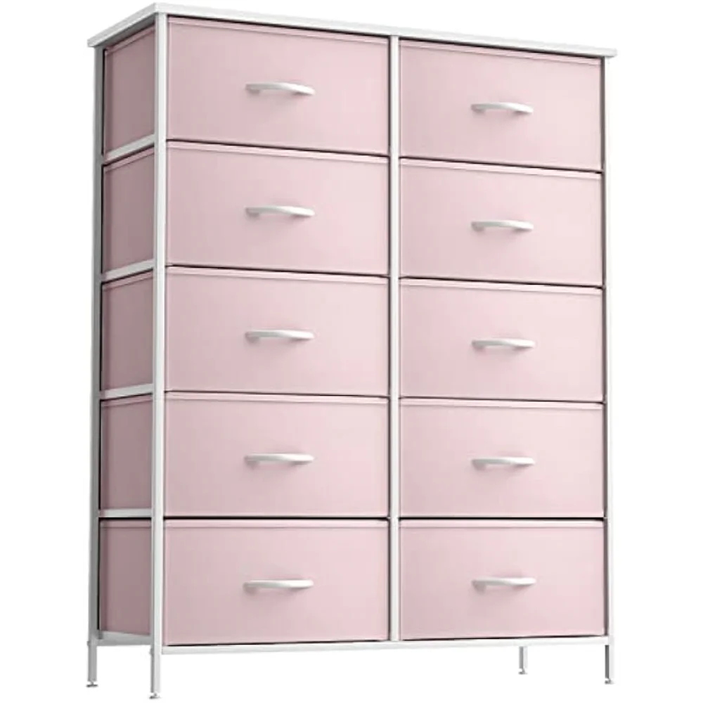 Sorbus Kids Dresser with 10 Drawers - Storage Unit Organizer  Kids Room, Nursery, & Closet (Pink, 34 x 12 x 47-10 Drawer)