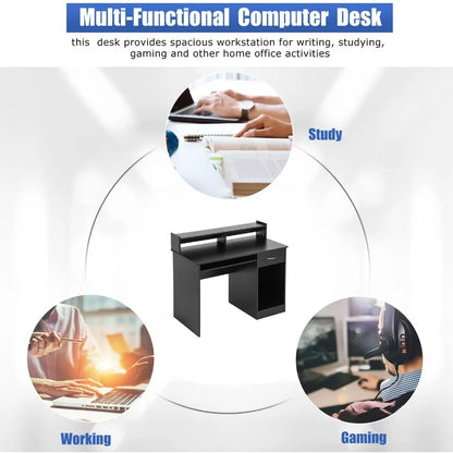 Bureau d'ordinateur avec tiroirs et plateau pour clavier