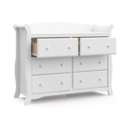 Commode double à 6 tiroirs Avalon pour chambre à coucher, organisateur de commode pour chambre d'enfant, coffre pour chambre à coucher avec 6 tiroirs, design classique