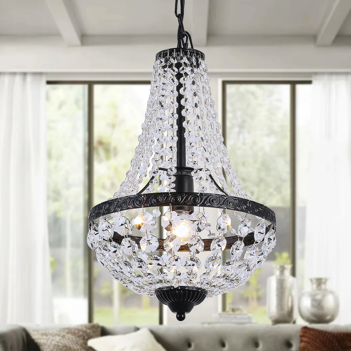 Retro Crystal Pendant Light Home Lighting Fixtures For Dining Living Room Ceiling Lamp Chandelier Metal Hanging Lustre Luminaria